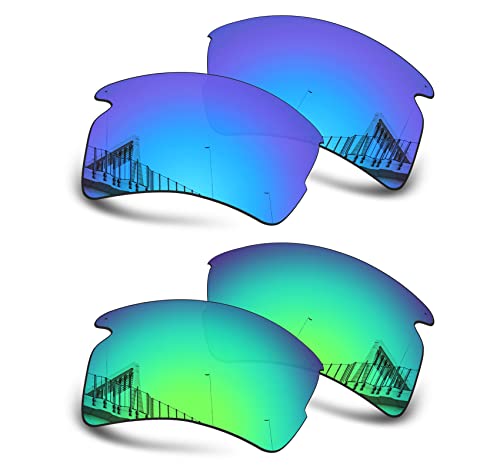 Well-aimed Ersatzgläser kompatibel mit Oakley Flak 2.0 XL OO9188 Sonnenbrille - Vorteilspack 205, Blaues Iridium + grünes Iridium, Einheitsgröße von Well-aimed