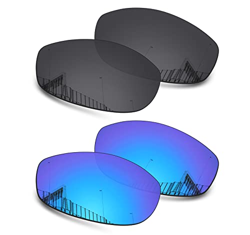 Well-aimed Ersatzgläser kompatibel mit Oakley Tightrope OO4040 Sonnenbrillen - Vorteilspack 202, Schwarz + Blau Iridium, Einheitsgröße von Well-aimed