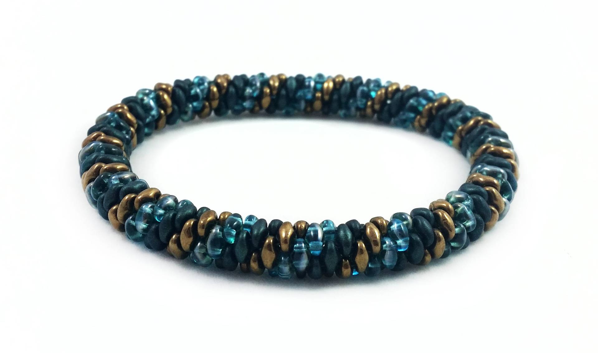 Waldgrün, Petrol & Bronze Perlen Armreif | Handgemachtes Boho Armband Waldgrün, Petrol & Bronze Perlen Armreif | Handgemachtes Boho Armband von WellCottageJewellery
