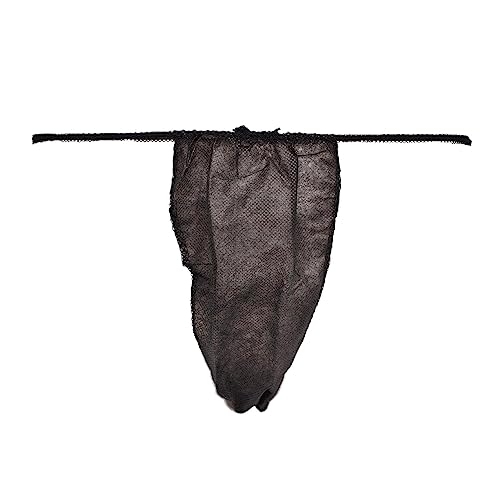WellTouch Einweg String Tanga Damen (20 x 50 Stück) aus Vliesstoff, schwarz, mit Baumwollzwickel, einzeln verpackt von WellTouch