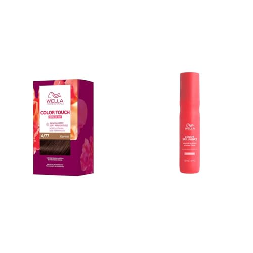 Vorteils-Set für gefärbtes Haar: demi-permanente Haarfarbe ohne Ammoniak in 4/77 Espresso (130 ml) & Color Brilliance Miracle BB Spray – Leave-in Conditioner Spray mit Vitamin E (150 ml) von Wella Professionals