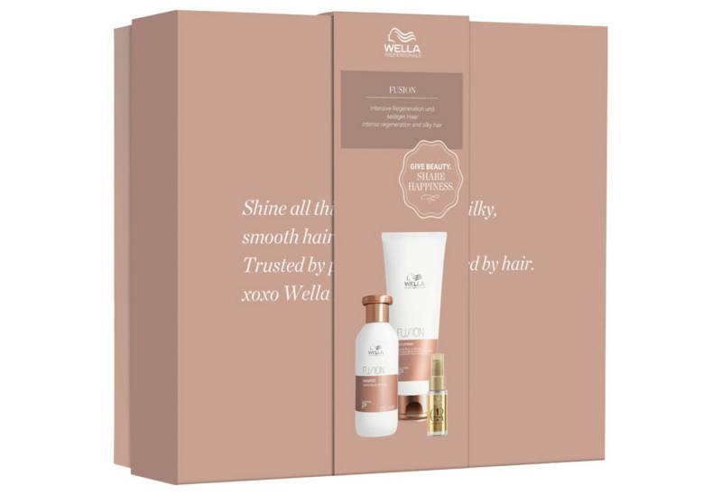 Wella Professionals Haarpflege-Set Wella Professionals Fusion Intense Repair Gift Box (3-tlg), Wella Professionals Fusion Intense Repair Shampoo 250 ml Wella Professionals Fusion Intense Repair Conditioner 200 ml Wella Professionals Oil Reflections Luminous Smoothening Oil 30 ml, 3-tlg., 3-teilig von Wella Professionals