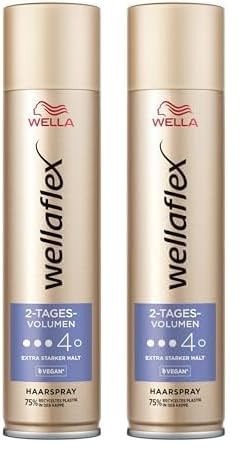 Wellaflex 2-Tages-Volumen Haarspray für Frauen | Bis zu 2 Tage flexibler Halt | Für lang anhaltendes Styling | Sanft zur Kopfhaut, dermatologisch getestet | Vegane Formel | Haltegrad 4 | 250ml von Wellaflex