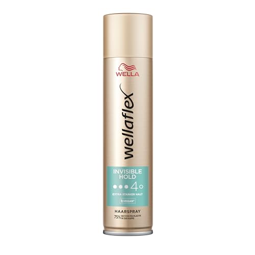 Wellaflex Invisible Hold Haarspray für Frauen | Bis zu 48 Std. extra starker Halt | Für voluminöses Haar | Sanft zur Kopfhaut, dermatologisch getestet | Vegane Formel | Haltegrad 4 | 250ml von Wellaflex