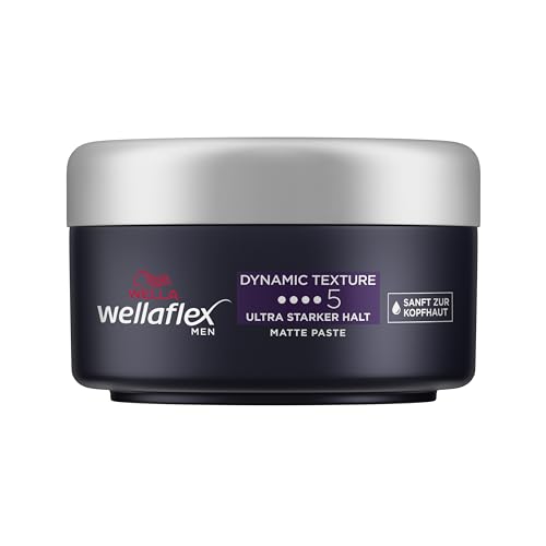 Wellaflex Men Dynamic Texture Matte Paste | Matte Styling Paste | Ultra starker Halt | Mattes Finish | Dermatologisch getestet | 75ml von Wellaflex