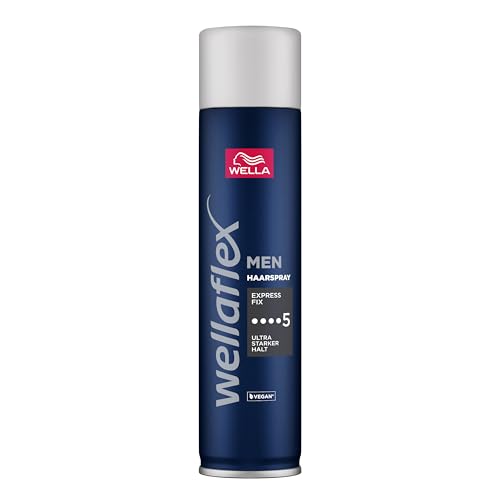 Wellaflex Men Express Fix Haarspray | Ultra Starker Halt | 48 Std. Halt | Vegan | Dermatologisch Getestet | 250ml von Wellaflex