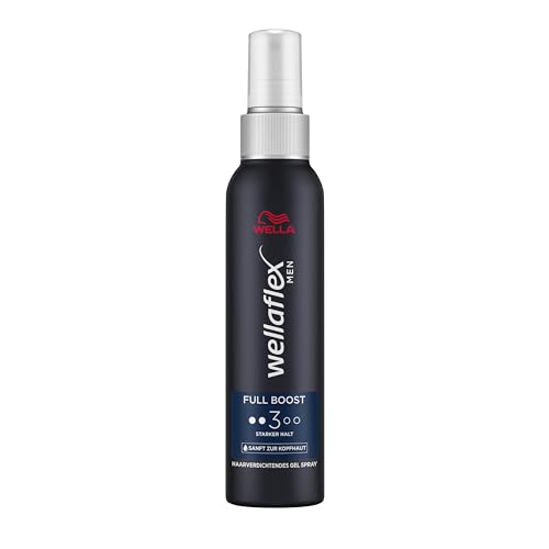 Wellaflex Men Full Boost Haarverdichtendes Gel Spray | Stark haltendes Spray Für Männer | Voller aussehendes Haar | Mit Koffein | Dermatologisch getestet & silikonfrei | 150ml von Wellaflex