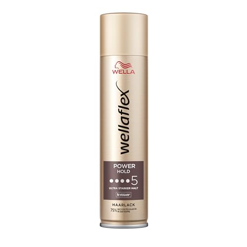 Wellaflex Power Hold Haarlack für Frauen | Bis zu 48 Std. ultra starker Halt | Für natürliches, flexibles Styling | Sanft zur Kopfhaut, dermatologisch getestet | Vegane Formel | Haltegrad 5 | 250ml von Wellaflex