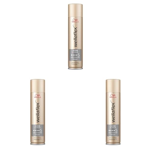 Wellaflex Shine & Hold Haarspray für Frauen | Bis zu 48 Std. ultra starker Halt | Für luxuriösen, natürlichen Glanz | Sanft zur Kopfhaut, dermatologisch getestet | Vegane Formel | Haltegrad 5 | 250ml von Wellaflex