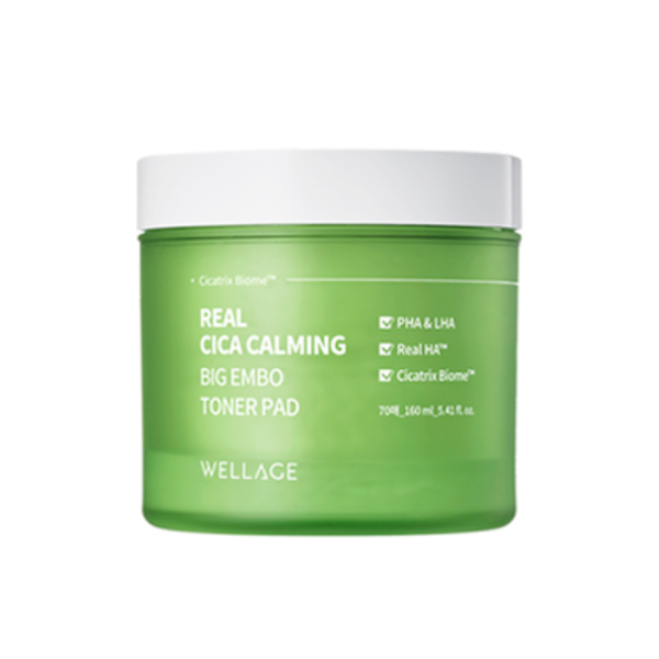 Wellage - Real Cica Calming Big Embo Toner Pad - 160ml/70pads Wellage - Real Cica Calming Big Embo Toner Pad - 160ml/70pads von Wellage