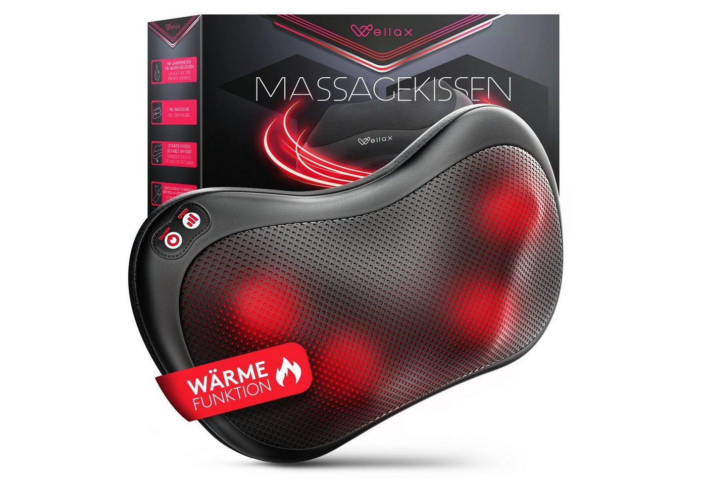 Wellax Nacken-Massagegerät mit Wärmefunktion - Massagekissen für Nacken und Schulter, 360° Shiatsu-Massage, 3 Geschwindigkeitsstufen inkl. Verlängerungsgurt Wellax Nacken-Massagegerät mit Wärmefunktion - Massagekissen für Nacken und Schulter, 360° Shiatsu-Massage, 3 Geschwindigkeitsstufen inkl. Verlängerungsgurt von Wellax
