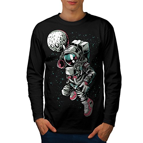 Wellcoda Astronaut abspielen Männer Langarm T-Shirt Basketball Grafikdesign von Wellcoda