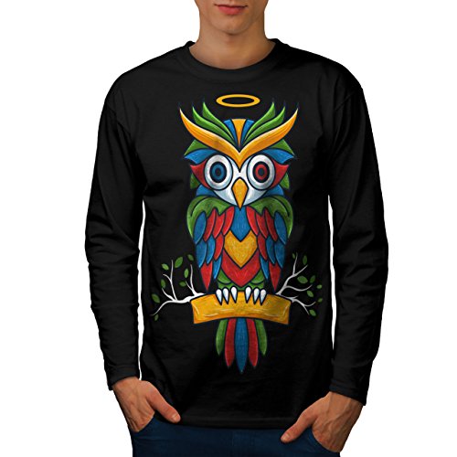 Wellcoda Hell Bunt Eule Männer Langarm T-Shirt Natur  Grafikdesign von Wellcoda