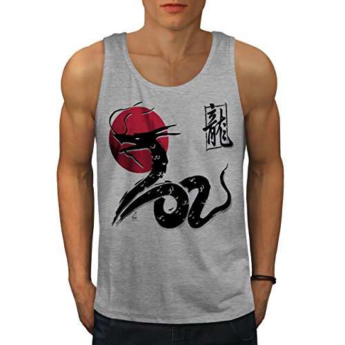 Wellcoda Japan Drachen Männer Tank Top orientalisch Aktives Sport-Shirt von Wellcoda