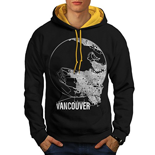 Wellcoda Kanada Groß Vancouver Männer Kontrast Kapuzenpullover Stadt Legerer Pullover von Wellcoda