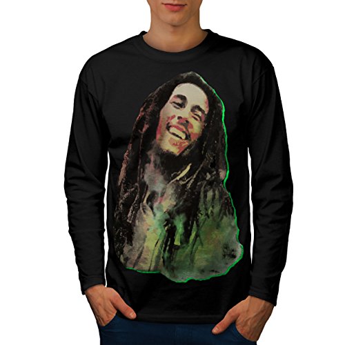 Wellcoda Marley Lächelnd Männer Langarm T-Shirt Rasta  Grafikdesign von Wellcoda