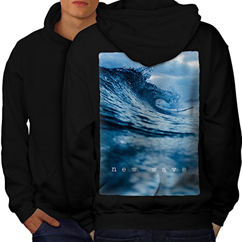 Wellcoda Neu Welle Meer Ozean Natur Männer Kapuzenpullover Surfen Aufdruck auf Rückseite von Wellcoda