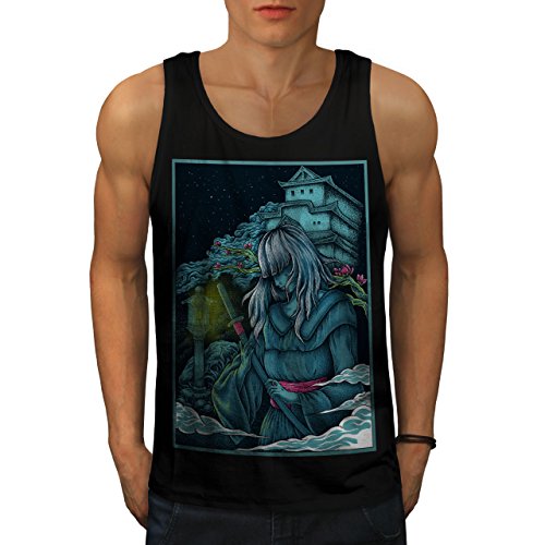 Wellcoda Samurai Mädchen Japan Männer Tank Top Anime Aktives Sport-Shirt von Wellcoda