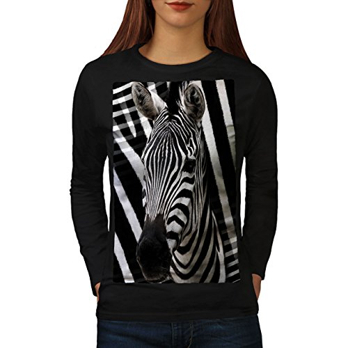 Wellcoda Zebra Gesicht Niedlich Tier Frau Langarm T-Shirt Afrika Lässiges Design von Wellcoda