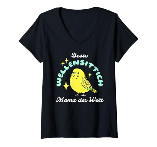 Damen Beste Wellensittich Mama der Welt Sittich Vogel Design T-Shirt mit V-Ausschnitt Damen Beste Wellensittich Mama der Welt Sittich Vogel Design T-Shirt mit V-Ausschnitt von Wellensittich Mama Sittich Geschenke Welli