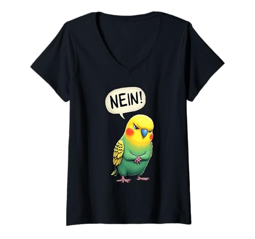 Damen Wellensittich Vogel Nein Liebhaber Wellensittiche Geschenk T-Shirt mit V-Ausschnitt von Wellensittich Vogel NEIN Liebhaber Geschenkidee