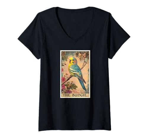 Damen Wellensittich Tarot Karte Wellensittiche Wellensittich T-Shirt mit V-Ausschnitt Damen Wellensittich Tarot Karte Wellensittiche Wellensittich T-Shirt mit V-Ausschnitt von Wellensittiche Wellensittich Tier Shop