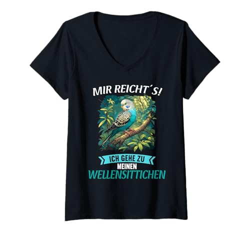 Damen Wellensittiche Wellensittich T-Shirt mit V-Ausschnitt Damen Wellensittiche Wellensittich T-Shirt mit V-Ausschnitt von Wellensittiche Wellensittich Tier Shop