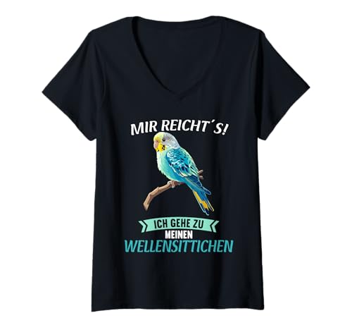 Damen Wellensittiche Wellensittich T-Shirt mit V-Ausschnitt Damen Wellensittiche Wellensittich T-Shirt mit V-Ausschnitt von Wellensittiche Wellensittich Tier Shop
