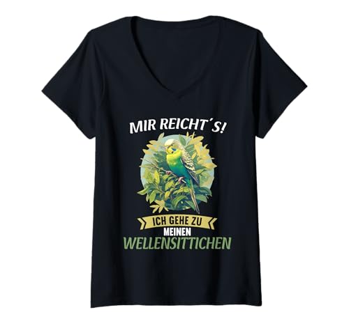 Damen Wellensittiche Wellensittich T-Shirt mit V-Ausschnitt Damen Wellensittiche Wellensittich T-Shirt mit V-Ausschnitt von Wellensittiche Wellensittich Tier Shop