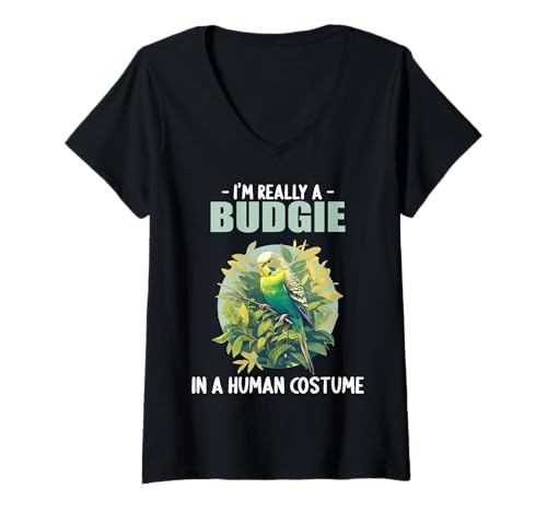 Damen Wellensittiche Wellensittich T-Shirt mit V-Ausschnitt Damen Wellensittiche Wellensittich T-Shirt mit V-Ausschnitt von Wellensittiche Wellensittich Tier Shop