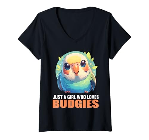 Damen Wellensittiche Wellensittich T-Shirt mit V-Ausschnitt Damen Wellensittiche Wellensittich T-Shirt mit V-Ausschnitt von Wellensittiche Wellensittich Tier Shop