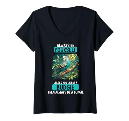 Damen Wellensittiche Wellensittich T-Shirt mit V-Ausschnitt Damen Wellensittiche Wellensittich T-Shirt mit V-Ausschnitt von Wellensittiche Wellensittich Tier Shop