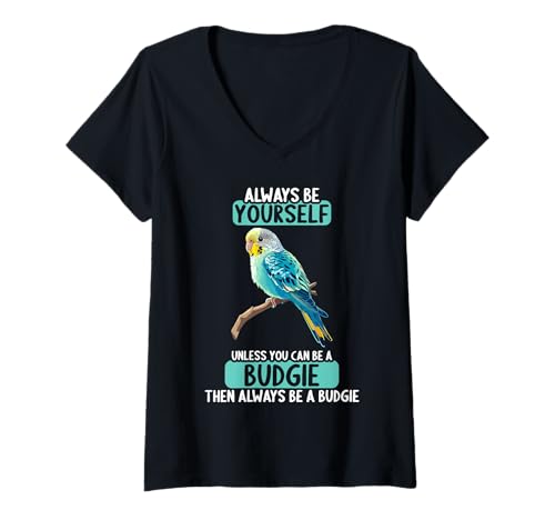 Damen Wellensittiche Wellensittich T-Shirt mit V-Ausschnitt Damen Wellensittiche Wellensittich T-Shirt mit V-Ausschnitt von Wellensittiche Wellensittich Tier Shop