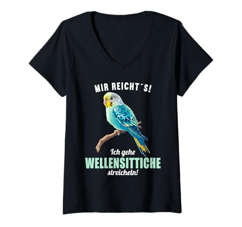 Damen Wellensittiche Wellensittich T-Shirt mit V-Ausschnitt Damen Wellensittiche Wellensittich T-Shirt mit V-Ausschnitt von Wellensittiche Wellensittich Tier Shop
