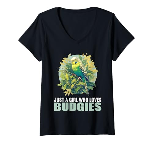 Damen Wellensittiche Wellensittich T-Shirt mit V-Ausschnitt Damen Wellensittiche Wellensittich T-Shirt mit V-Ausschnitt von Wellensittiche Wellensittich Tier Shop