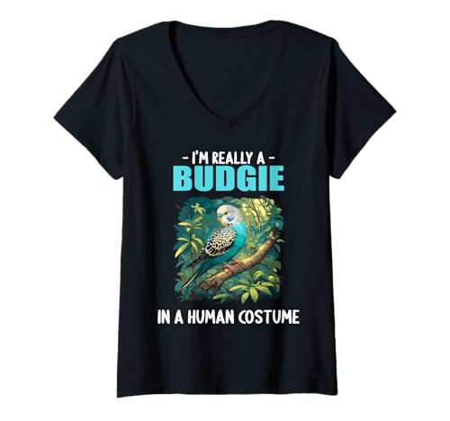 Damen Wellensittiche Wellensittich T-Shirt mit V-Ausschnitt Damen Wellensittiche Wellensittich T-Shirt mit V-Ausschnitt von Wellensittiche Wellensittich Tier Shop