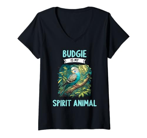 Damen Wellensittiche Wellensittich T-Shirt mit V-Ausschnitt Damen Wellensittiche Wellensittich T-Shirt mit V-Ausschnitt von Wellensittiche Wellensittich Tier Shop