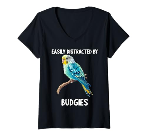 Damen Wellensittiche Wellensittich T-Shirt mit V-Ausschnitt Damen Wellensittiche Wellensittich T-Shirt mit V-Ausschnitt von Wellensittiche Wellensittich Tier Shop