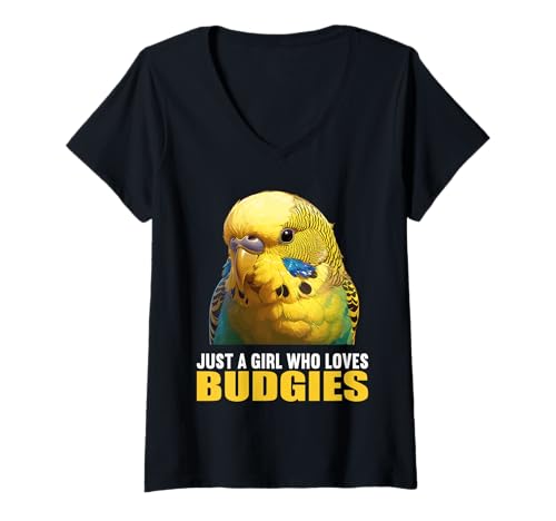 Damen Wellensittiche Wellensittich T-Shirt mit V-Ausschnitt Damen Wellensittiche Wellensittich T-Shirt mit V-Ausschnitt von Wellensittiche Wellensittich Tier Shop