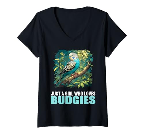Damen Wellensittiche Wellensittich T-Shirt mit V-Ausschnitt Damen Wellensittiche Wellensittich T-Shirt mit V-Ausschnitt von Wellensittiche Wellensittich Tier Shop