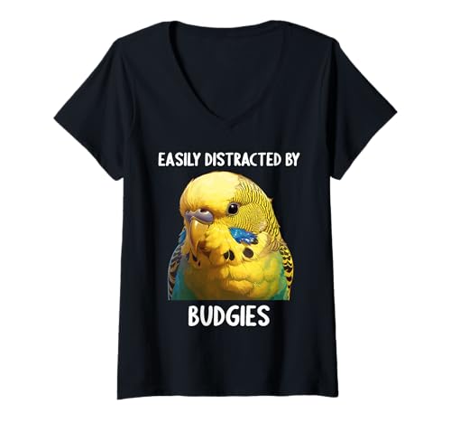 Damen Wellensittiche Wellensittich T-Shirt mit V-Ausschnitt Damen Wellensittiche Wellensittich T-Shirt mit V-Ausschnitt von Wellensittiche Wellensittich Tier Shop