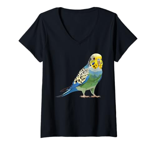 Damen Wellensittiche Wellensittich T-Shirt mit V-Ausschnitt Damen Wellensittiche Wellensittich T-Shirt mit V-Ausschnitt von Wellensittiche Wellensittich Tier Shop