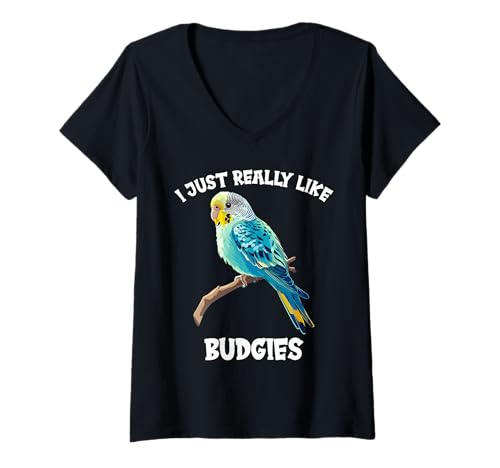 Damen Wellensittiche Wellensittich T-Shirt mit V-Ausschnitt von Wellensittiche Wellensittich Tier Shop