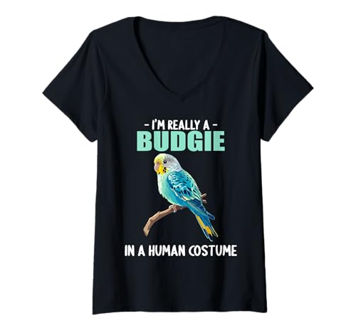 Damen Wellensittiche Wellensittich T-Shirt mit V-Ausschnitt Damen Wellensittiche Wellensittich T-Shirt mit V-Ausschnitt von Wellensittiche Wellensittich Tier Shop