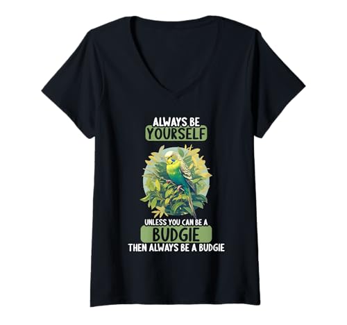 Damen Wellensittiche Wellensittich T-Shirt mit V-Ausschnitt Damen Wellensittiche Wellensittich T-Shirt mit V-Ausschnitt von Wellensittiche Wellensittich Tier Shop