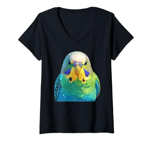 Damen Wellensittiche Wellensittich T-Shirt mit V-Ausschnitt Damen Wellensittiche Wellensittich T-Shirt mit V-Ausschnitt von Wellensittiche Wellensittich Tier Shop