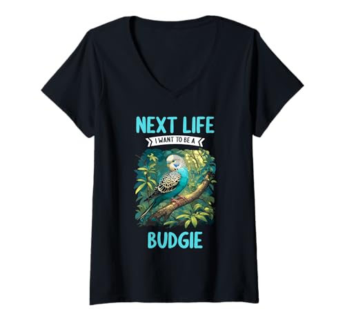 Damen Wellensittiche Wellensittich T-Shirt mit V-Ausschnitt Damen Wellensittiche Wellensittich T-Shirt mit V-Ausschnitt von Wellensittiche Wellensittich Tier Shop