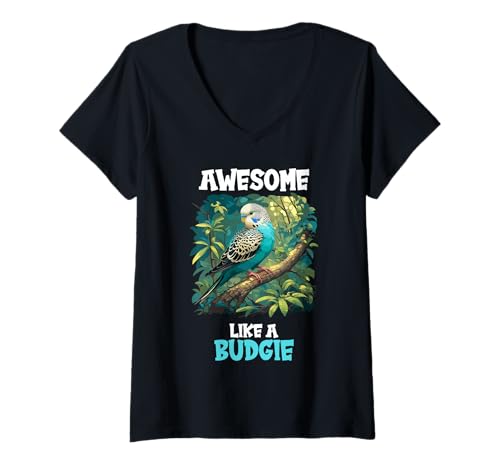 Damen Wellensittiche Wellensittich T-Shirt mit V-Ausschnitt Damen Wellensittiche Wellensittich T-Shirt mit V-Ausschnitt von Wellensittiche Wellensittich Tier Shop