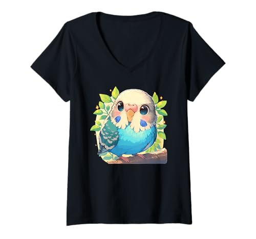 Damen Wellensittiche Wellensittich T-Shirt mit V-Ausschnitt Damen Wellensittiche Wellensittich T-Shirt mit V-Ausschnitt von Wellensittiche Wellensittich Tier Shop