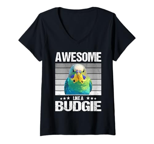 Damen Wellensittiche Wellensittich T-Shirt mit V-Ausschnitt Damen Wellensittiche Wellensittich T-Shirt mit V-Ausschnitt von Wellensittiche Wellensittich Tier Shop